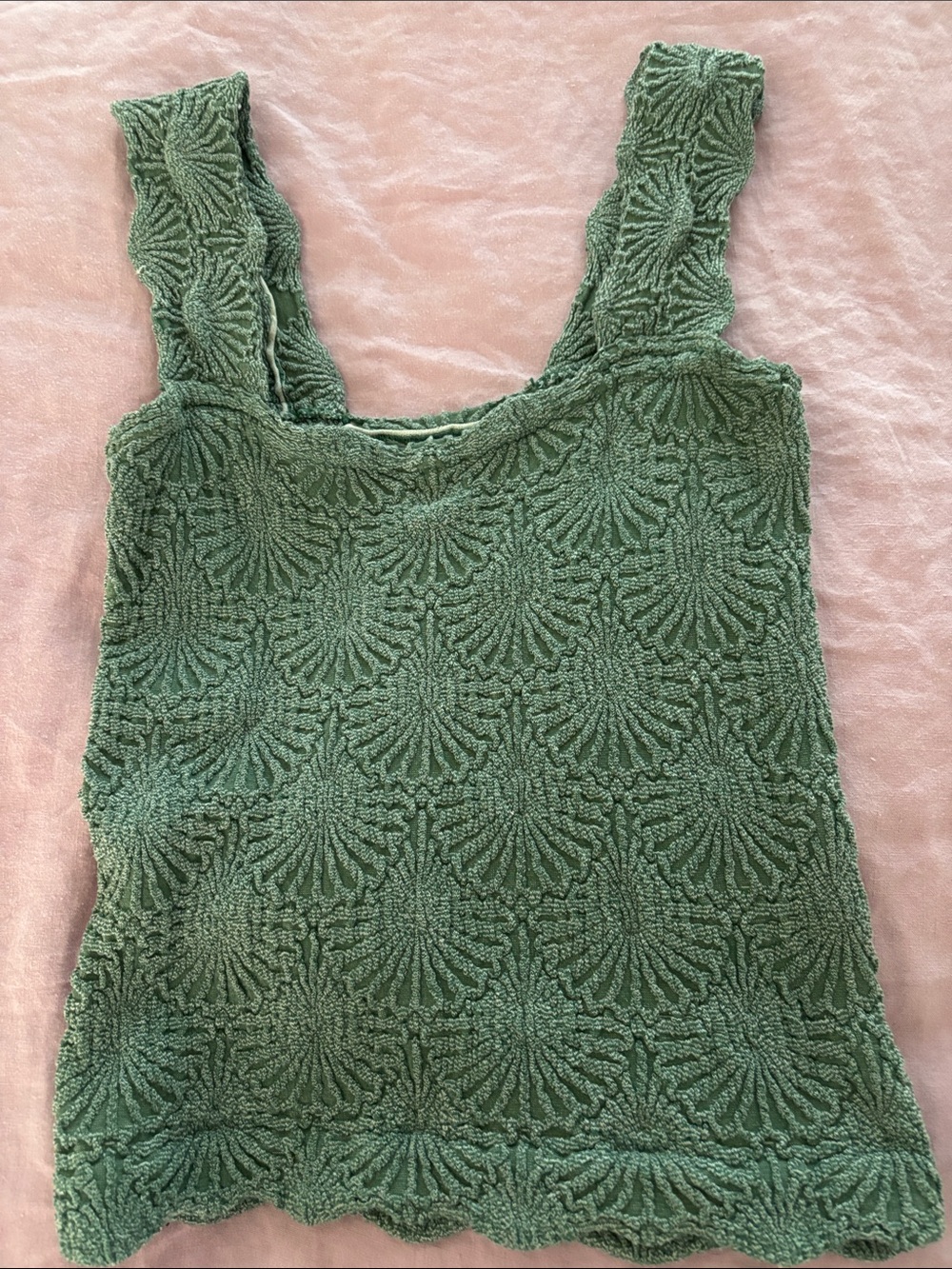 Free People Green Textured Tank Top